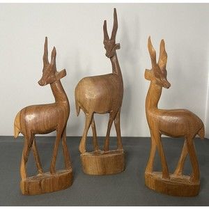 Impala Antelope Hand Carved Wood Wooden Gazelle Kudu Deer African Safari Animal